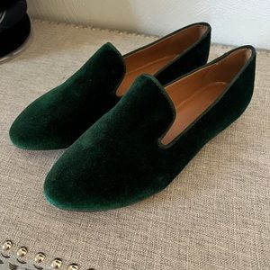 Jcrew Green Velvet Loafers 💚